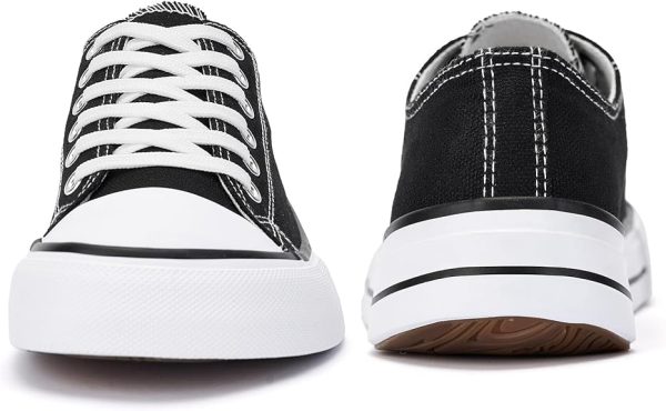 Classic Low-Top Canvas Shoes - Black and White